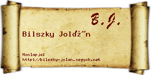 Bilszky Jolán névjegykártya